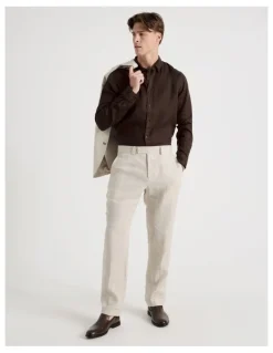 Blaq Linen Long Sleeve Shirt in Chocolate