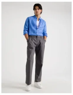 Blaq Linen Long Sleeve Shirt in Light Blue