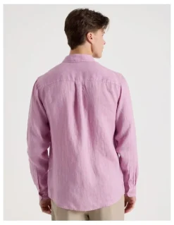 Blaq Linen Long Sleeve Shirt in Pink