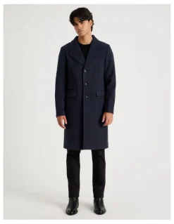 Blaq Longline Car Coat in Navy
