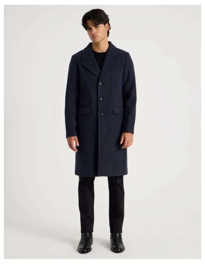 Blaq Longline Car Coat in Navy