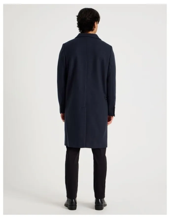 Blaq Longline Car Coat in Navy