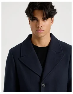 Blaq Longline Car Coat in Navy