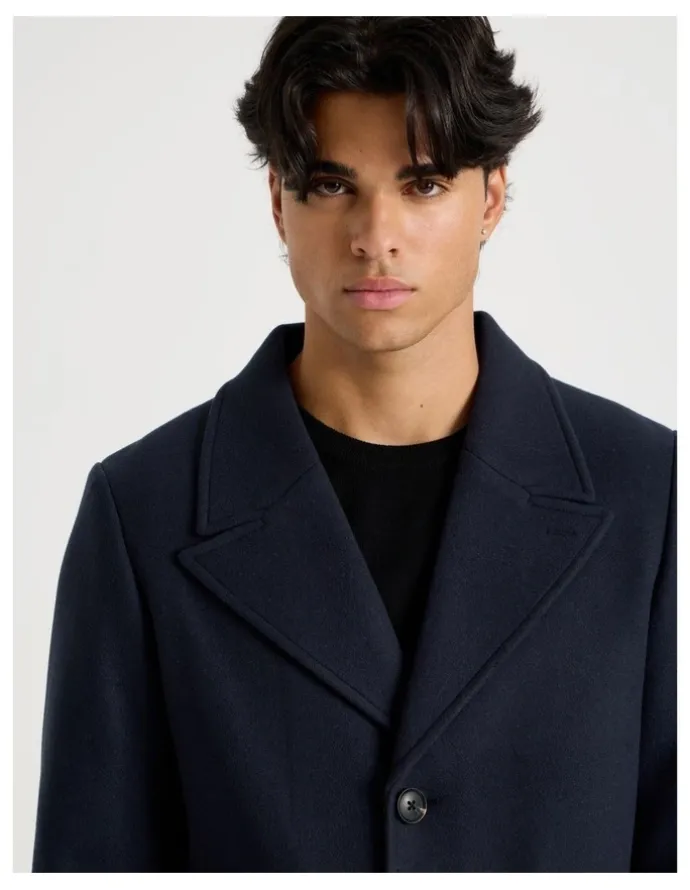 Blaq Longline Car Coat in Navy