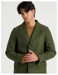 Blaq Longline Car Coat in Olive