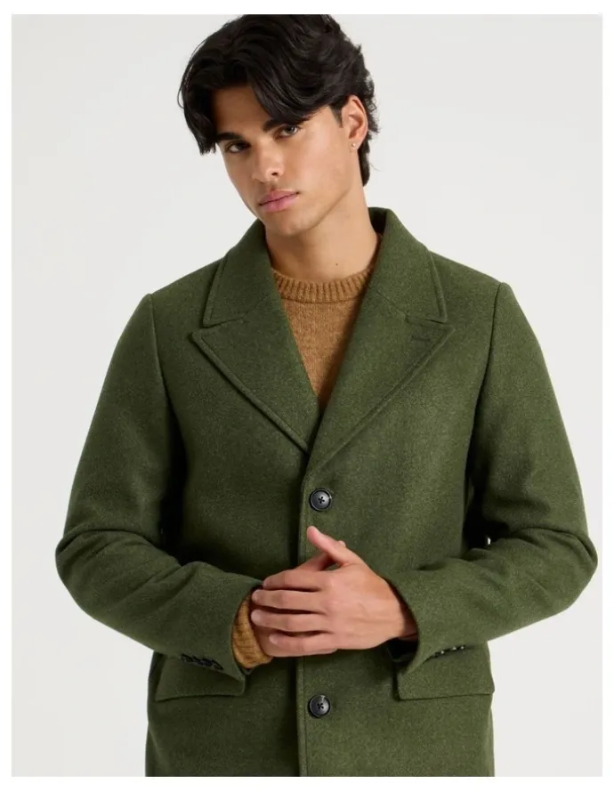 Blaq Longline Car Coat in Olive