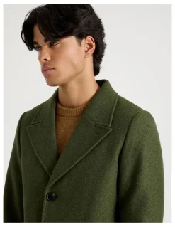 Blaq Longline Car Coat in Olive