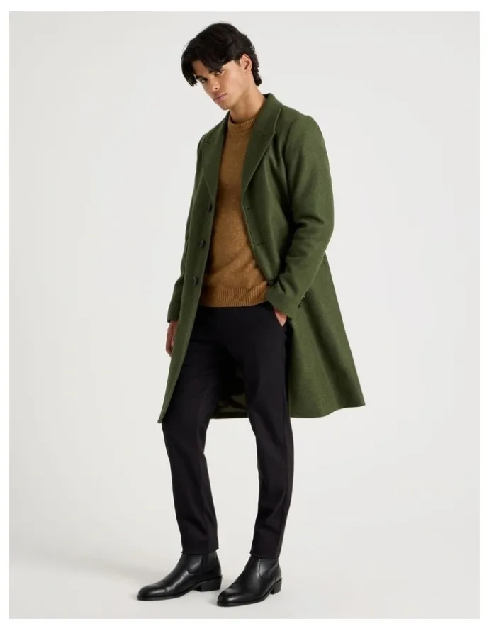 Blaq Longline Car Coat in Olive