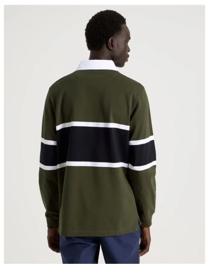 Blaq Long Sleeve Rugby Polo in Khaki
