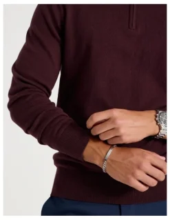 Blaq Long Sleeve 1/4 Zip Knit Polo in Burgundy