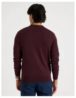 Blaq Long Sleeve 1/4 Zip Knit Polo in Burgundy