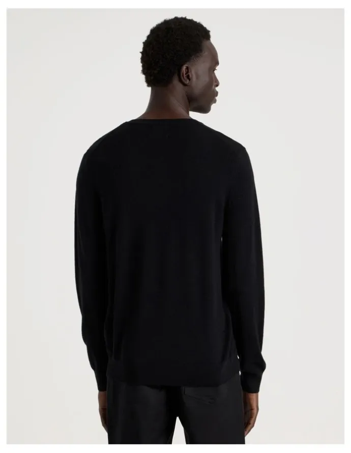 Blaq Merino Wool Henley Knit in Black