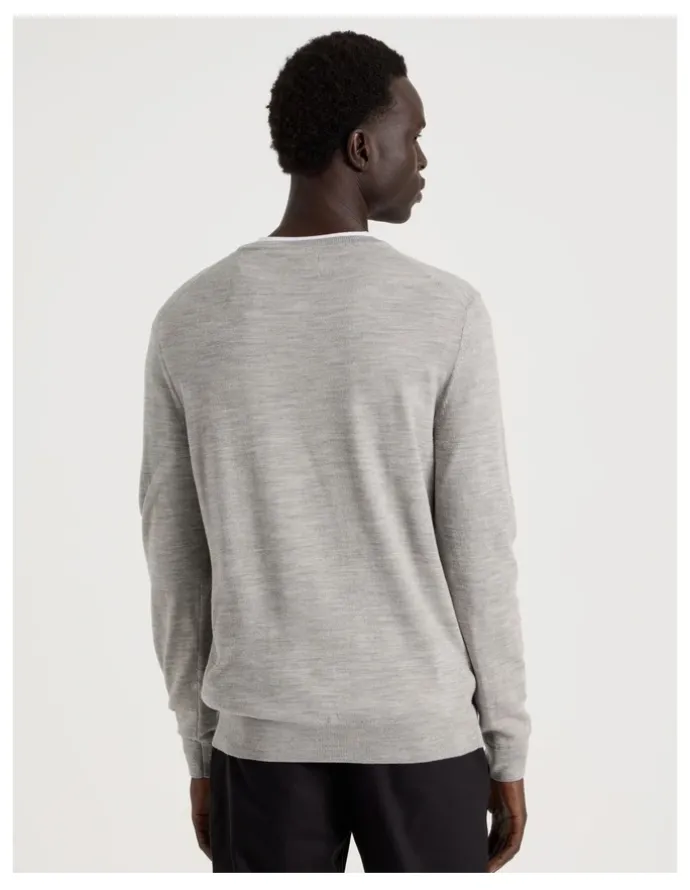 Blaq Merino Wool Henley Knit in Grey