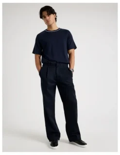 Blaq Mockneck Knit T-Shirt in Navy