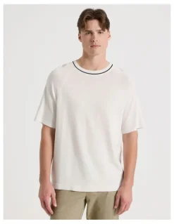 Blaq Mockneck Knit T-Shirt in White