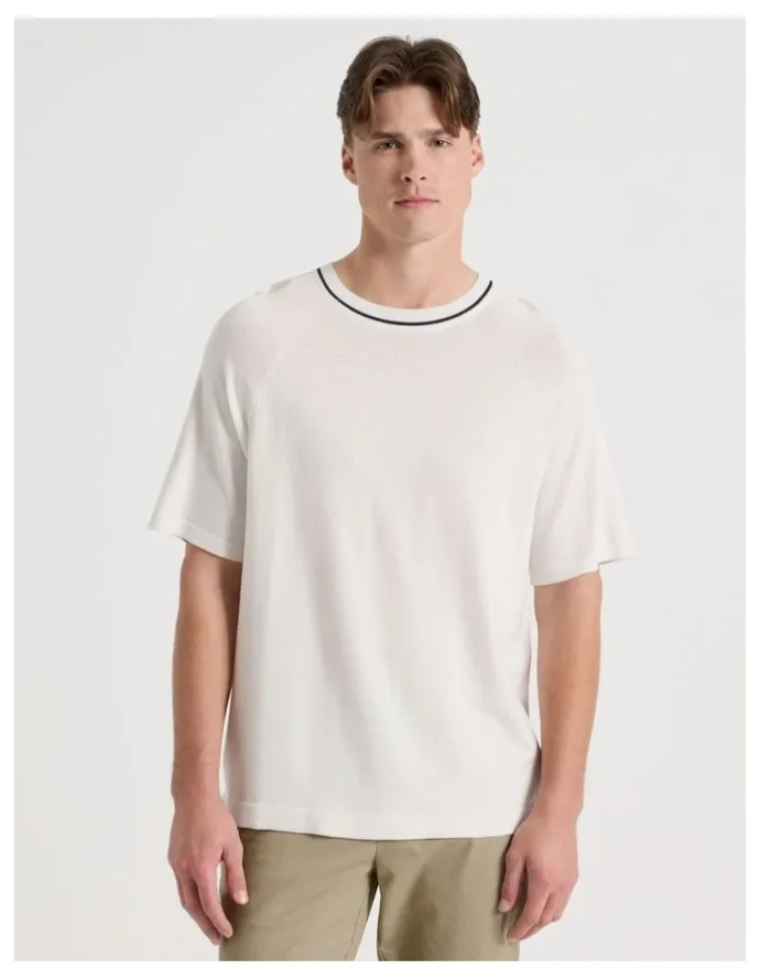 Blaq Mockneck Knit T-Shirt in White