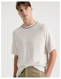 Blaq Mockneck Knit T-Shirt in White