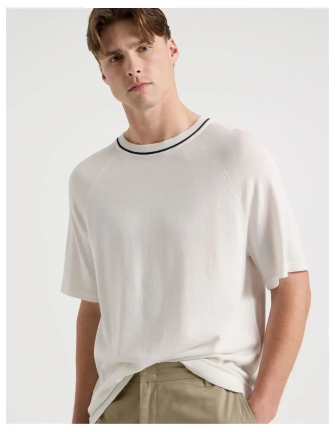 Blaq Mockneck Knit T-Shirt in White