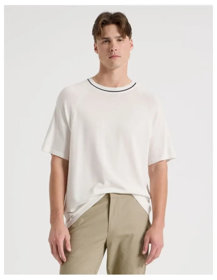Blaq Mockneck Knit T-Shirt in White