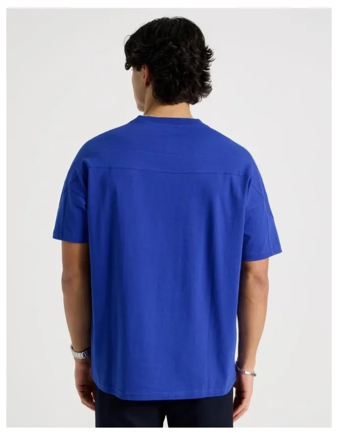 Blaq Oversized Contrast Panelled T-Shirt in Blue
