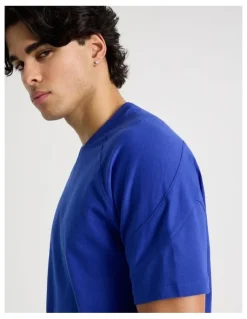 Blaq Oversized Contrast Panelled T-Shirt in Blue