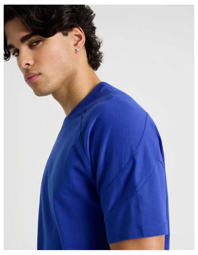 Blaq Oversized Contrast Panelled T-Shirt in Blue