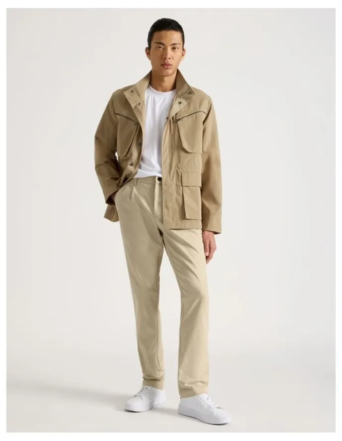 Blaq Pleated Relaxed Trouser in Beige