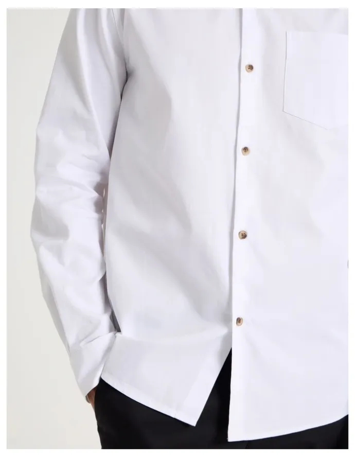 Blaq Relaxed Fit Long Sleeve Twill Shirt in White