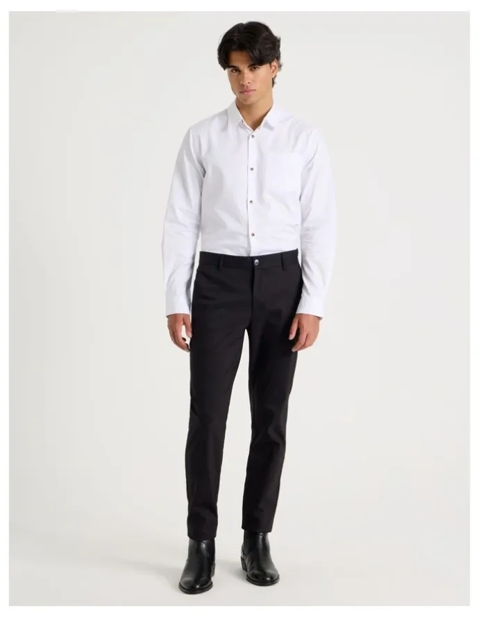 Blaq Relaxed Fit Long Sleeve Twill Shirt in White