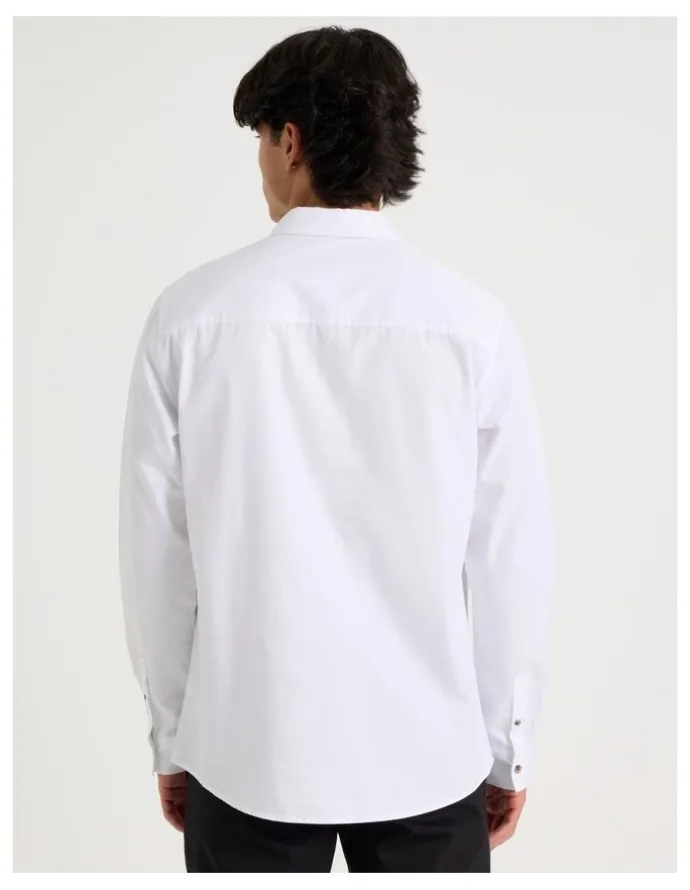Blaq Relaxed Fit Long Sleeve Twill Shirt in White