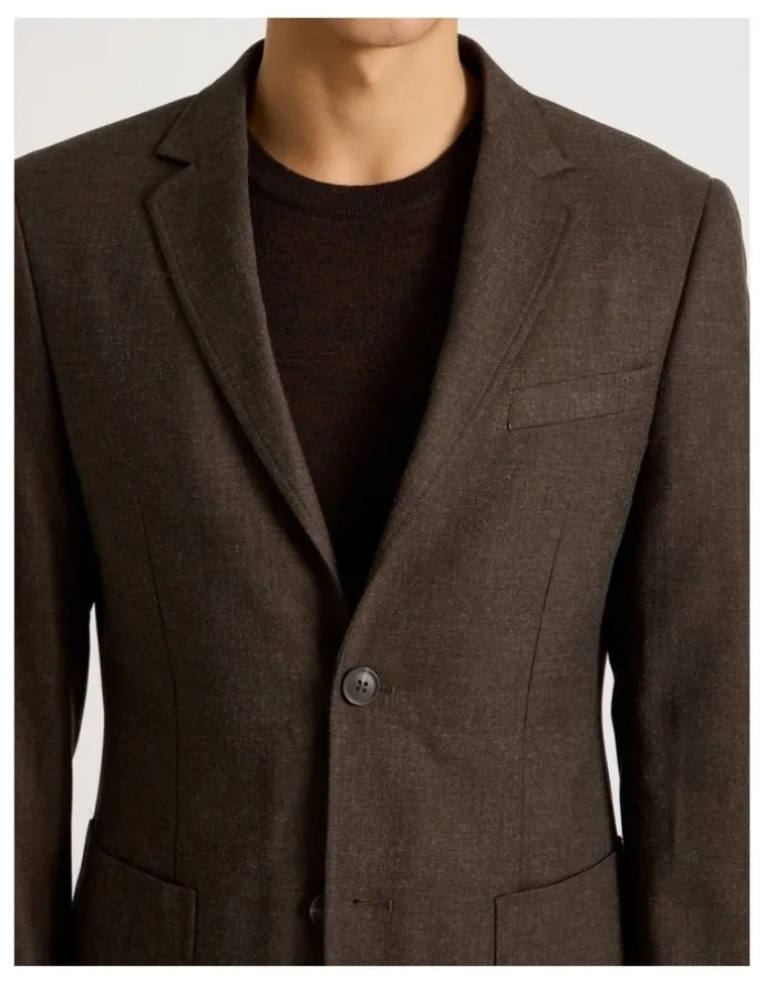 Blaq Single Breasted Blazer in Brown