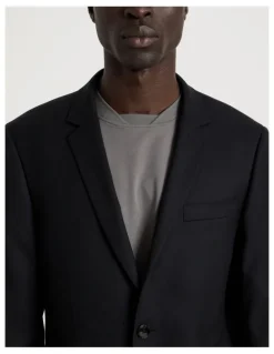 Blaq Single Breasted Wool Blazer in Black
