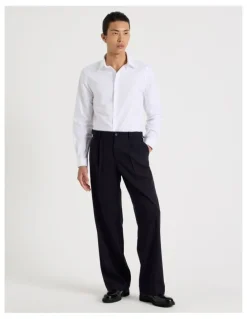 Blaq Slim Fit Cotton Dobby Long Sleeve Shirt in White