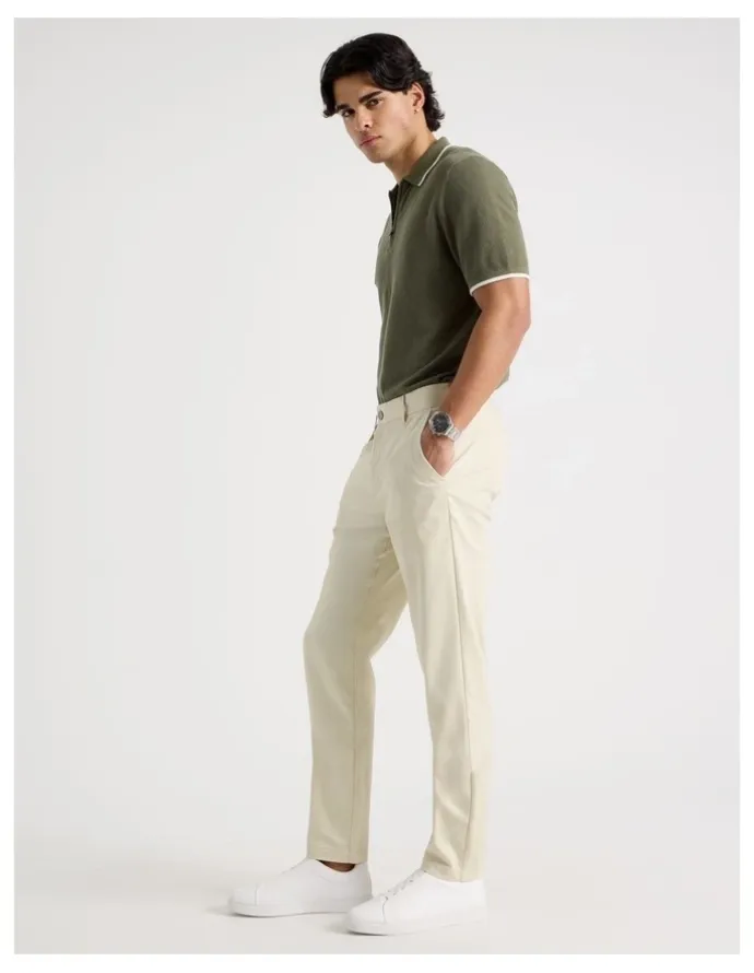 Blaq Slim Fit Dress Chino Pant in Beige