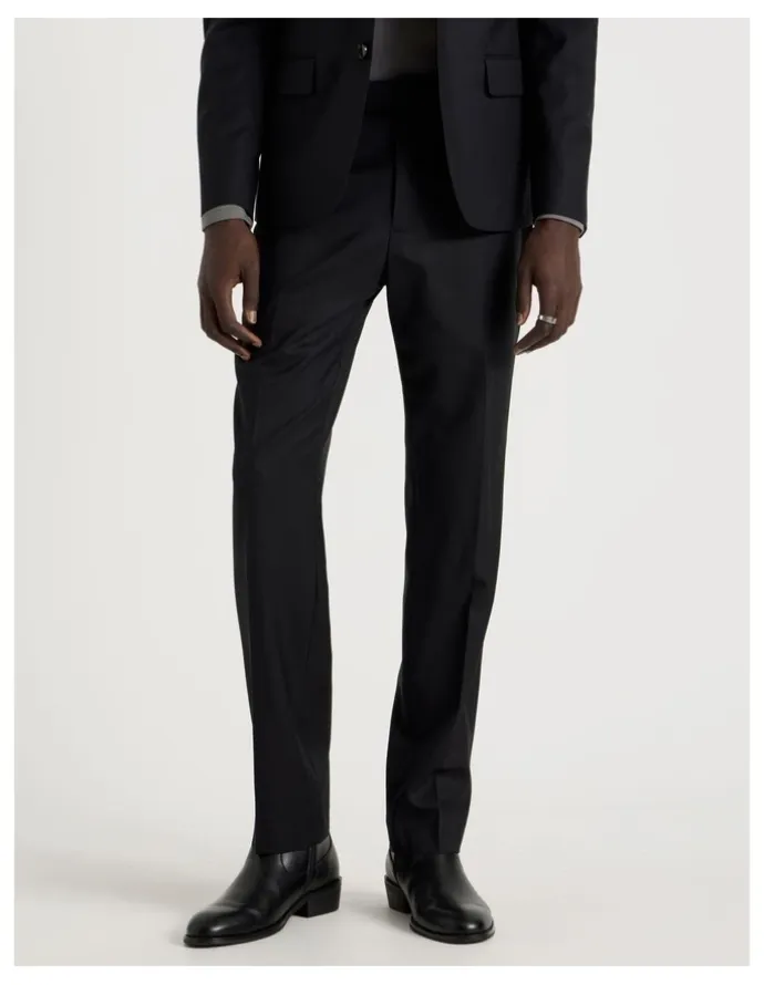 Blaq Slim Fit Wool Trouser in Black