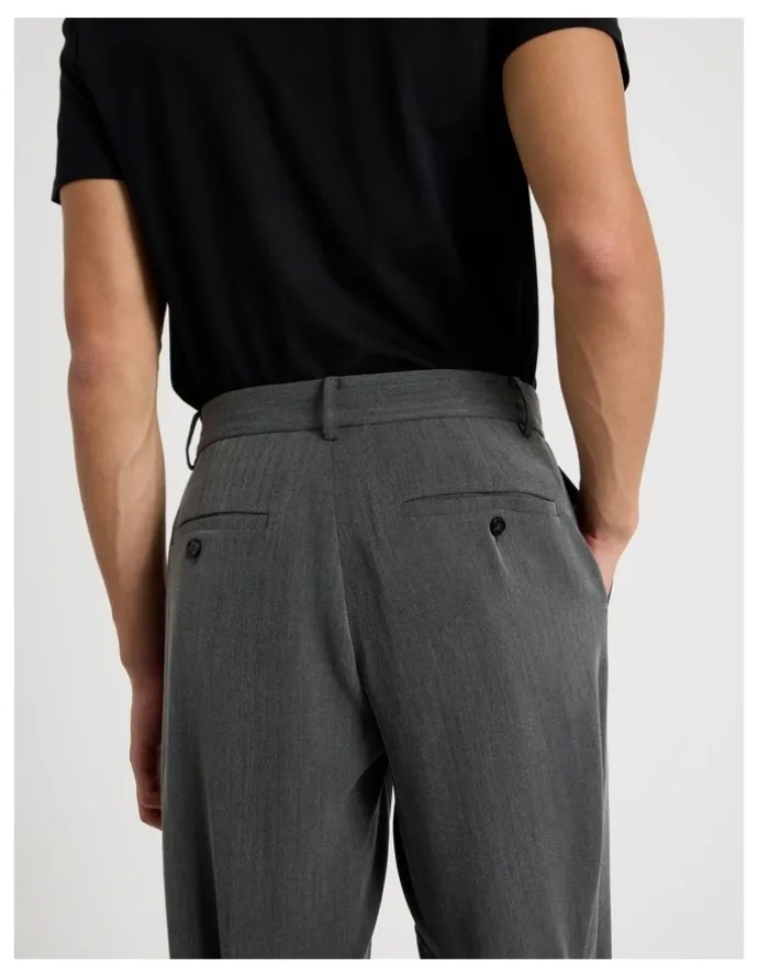 Blaq Tailored Herringbone Trousers in Grey