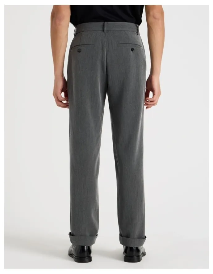 Blaq Tailored Herringbone Trousers in Grey