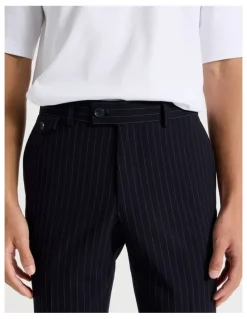 Blaq Tailored Pinstripe Trousers in Navy