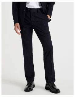 Blaq Tailored Pinstripe Trousers in Navy