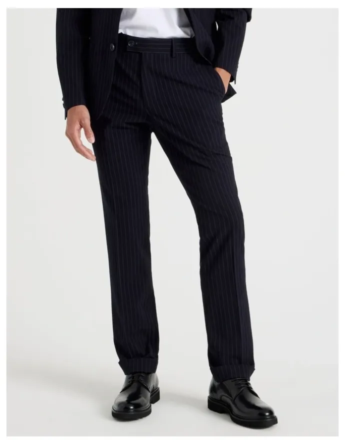 Blaq Tailored Pinstripe Trousers in Navy