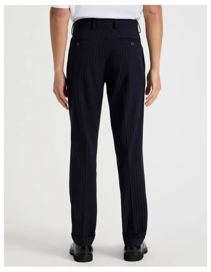 Blaq Tailored Pinstripe Trousers in Navy
