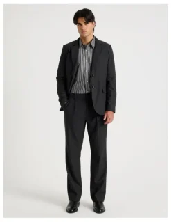 Blaq Tapered Fit Flannel Trousers in Charcoal
