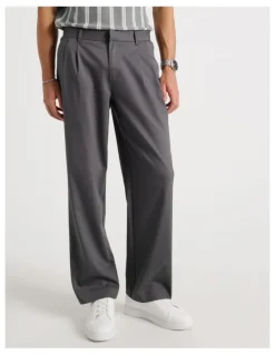 Blaq Tapered Pleat Front Trouser in Charcoal