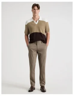 Blaq Textured Colourblock Knit Polo in Sand