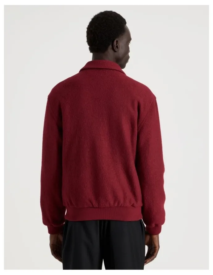 Blaq Textured Zip Through Collared Jacket in Red