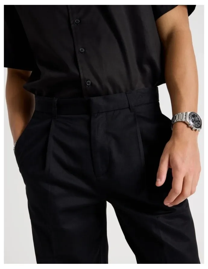 Blaq Wide Leg Cotton Drill Pant in Black