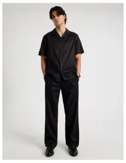 Blaq Wide Leg Cotton Drill Pant in Black