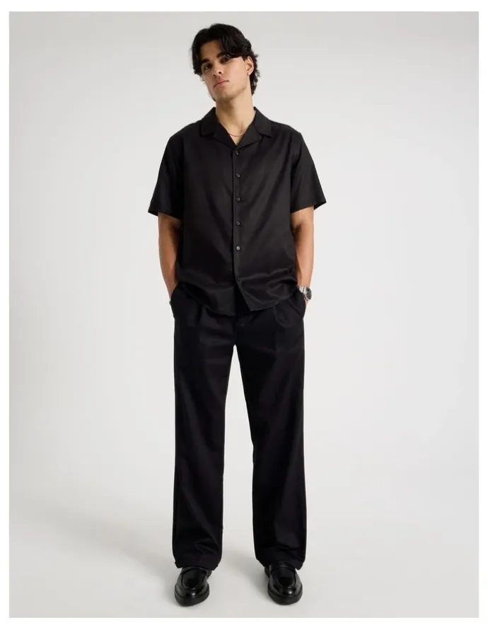 Blaq Wide Leg Cotton Drill Pant in Black