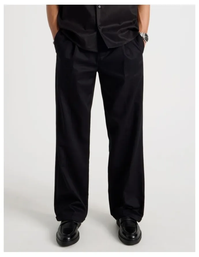 Blaq Wide Leg Cotton Drill Pant in Black