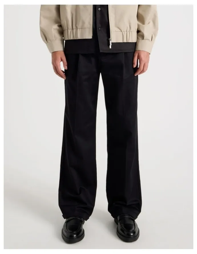 Blaq Wide Leg Cotton Drill Pant in Black